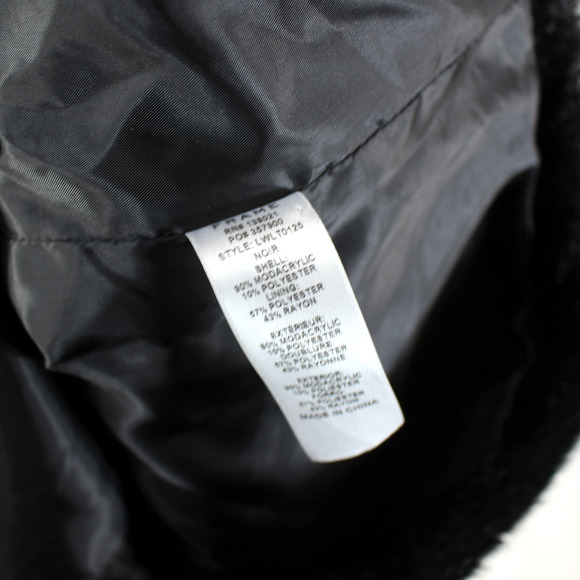 Frame Faux Fur Coat Black Button Up Mid Length Collared Jacket Size Small S - Picture 7 of 7